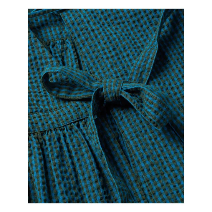 Thinking Mu Robe Amapola Seersucker Coton Bio | Vert foncé