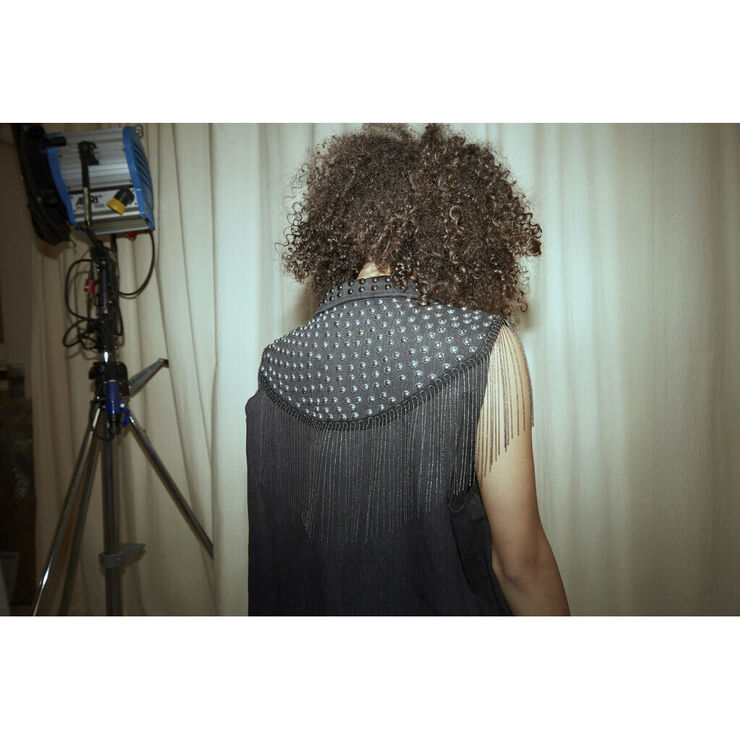 HUNKØN Mette Denim Vest Black