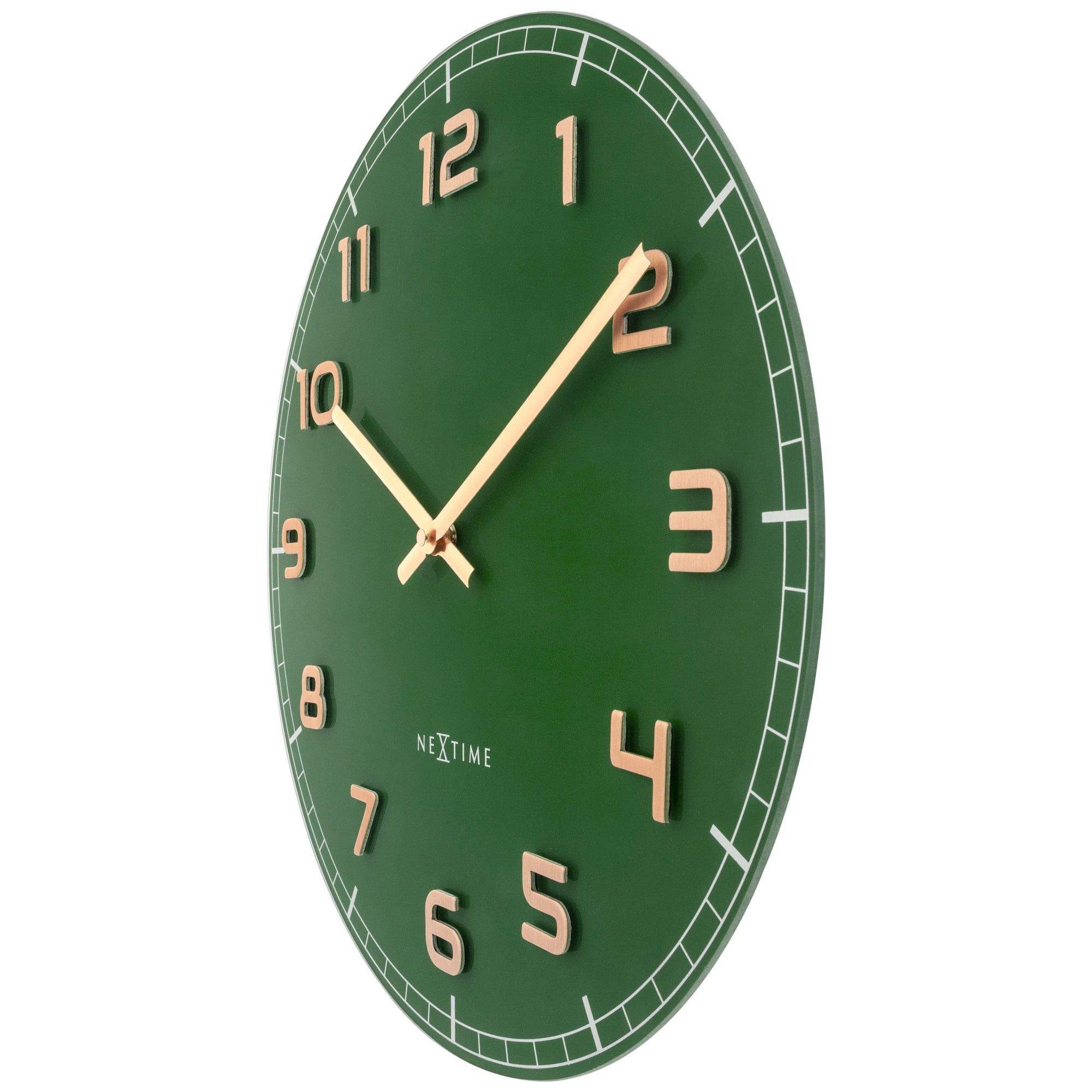 NeXtime - Wandklok 40cm-Stil-Groen-Glas|Aluminium-NeXtime 