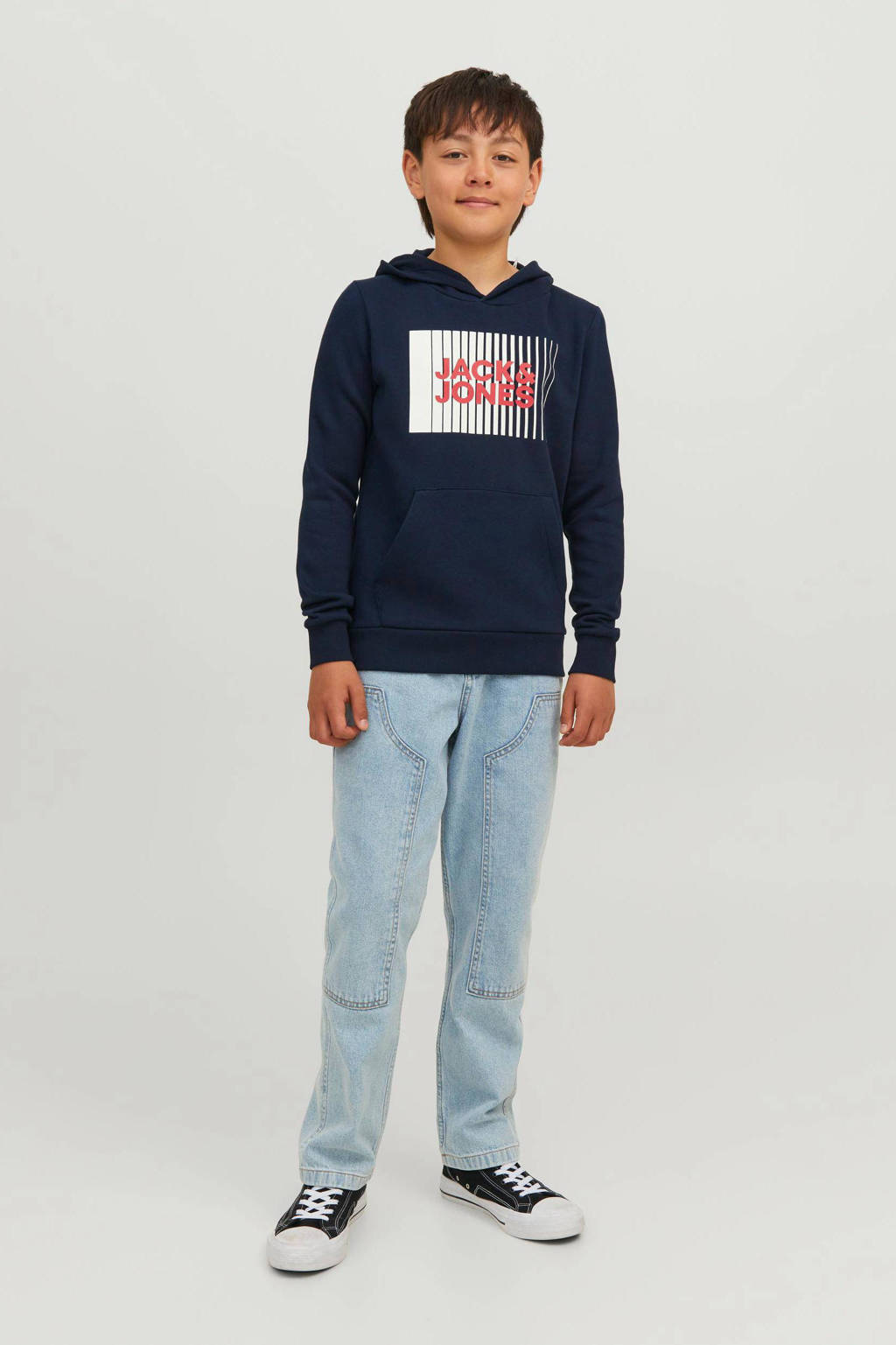 JACK & JONES hoodie JJECORP met logo donkerblauw