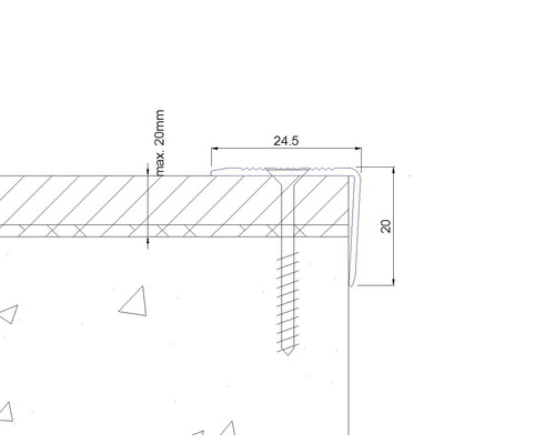 SKANDOR traprandprofiel, zilver geanodiseerd, geperforeerd, 20x24,5x900 mm