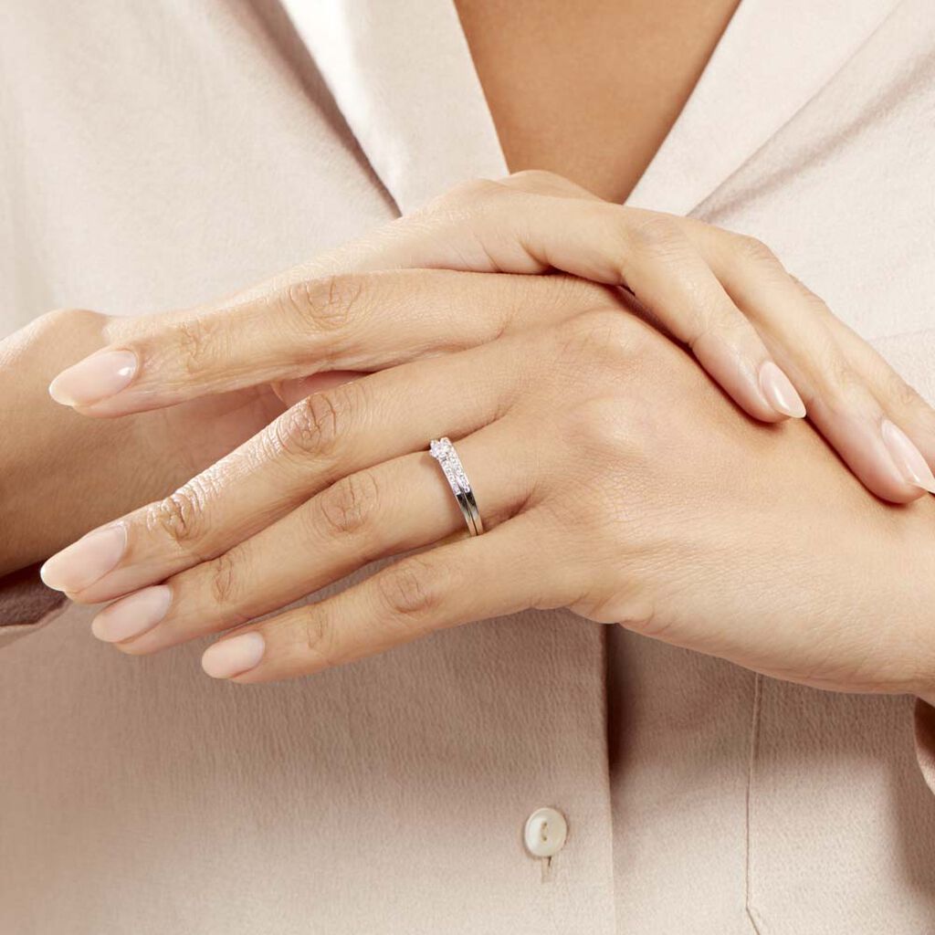 Bague Solitaire Maella Argent Blanc Oxyde De Zirconium