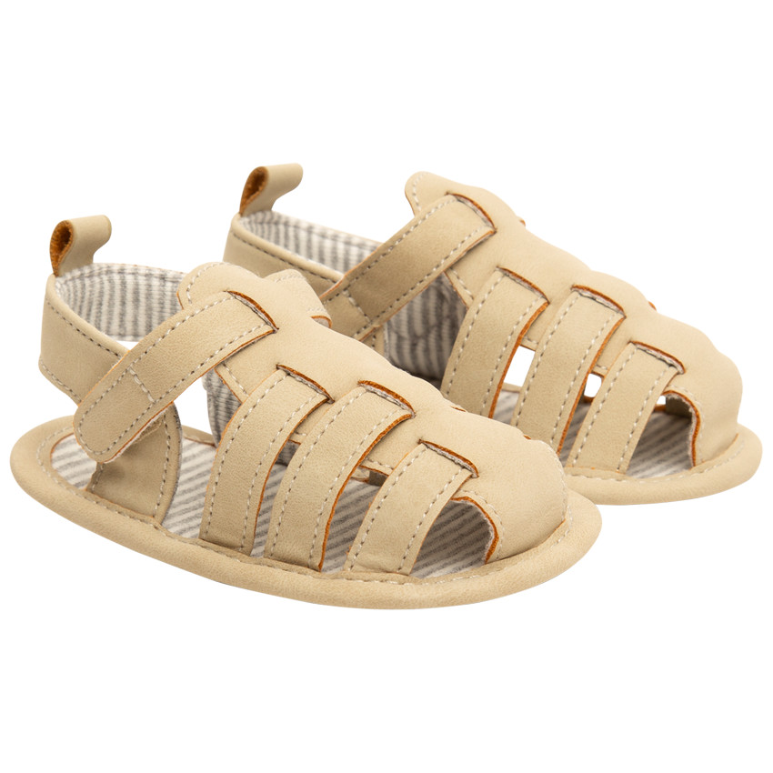 Sandales velcro avec doublure rayée pour bébé