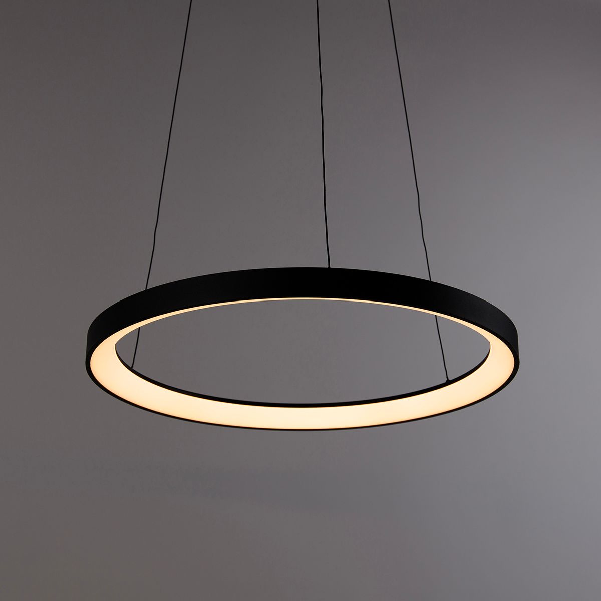 Design hanglamp zwart incl. LED dimbaar easylift - Hoop
