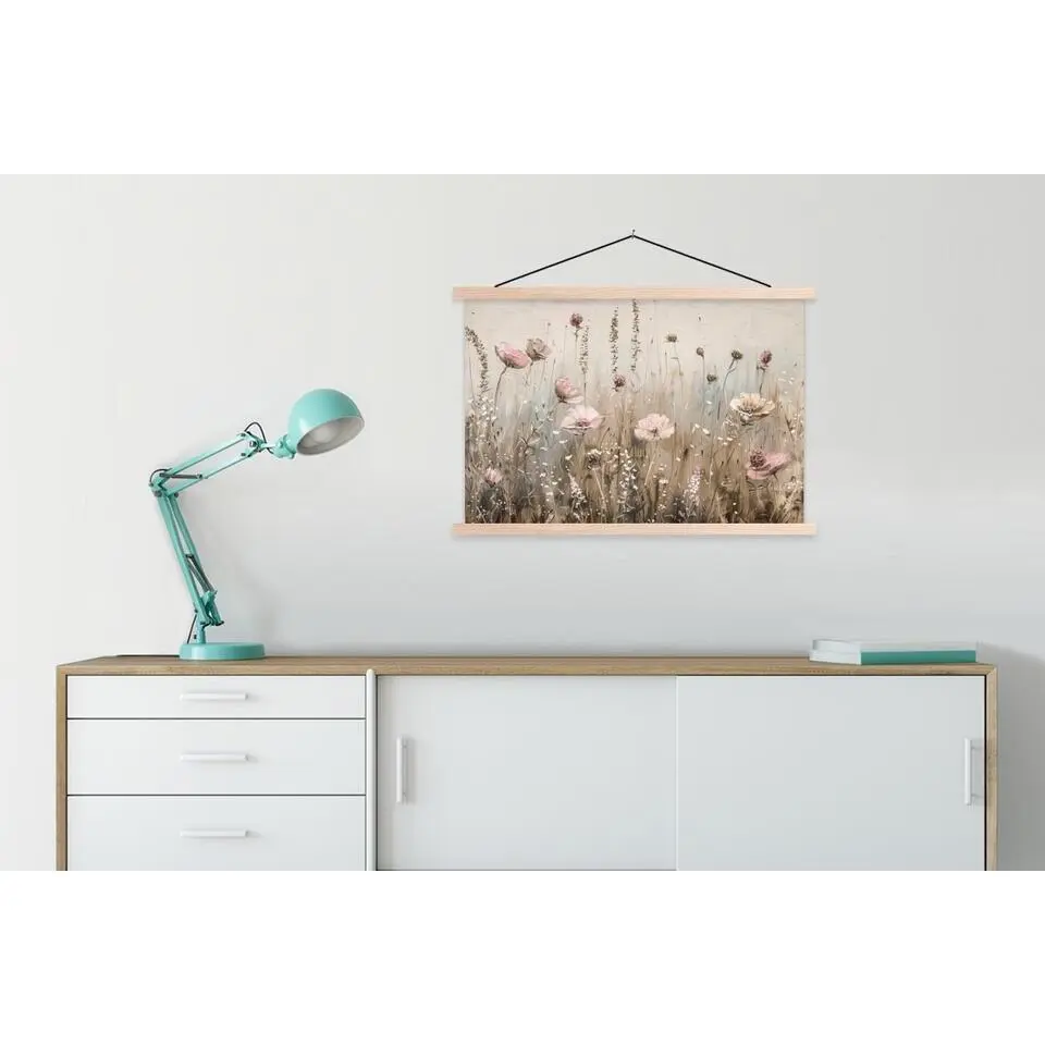 MuchoWow - Schoolplaat/ wandhanger - Bloemen - Roze - Modern - Beige -