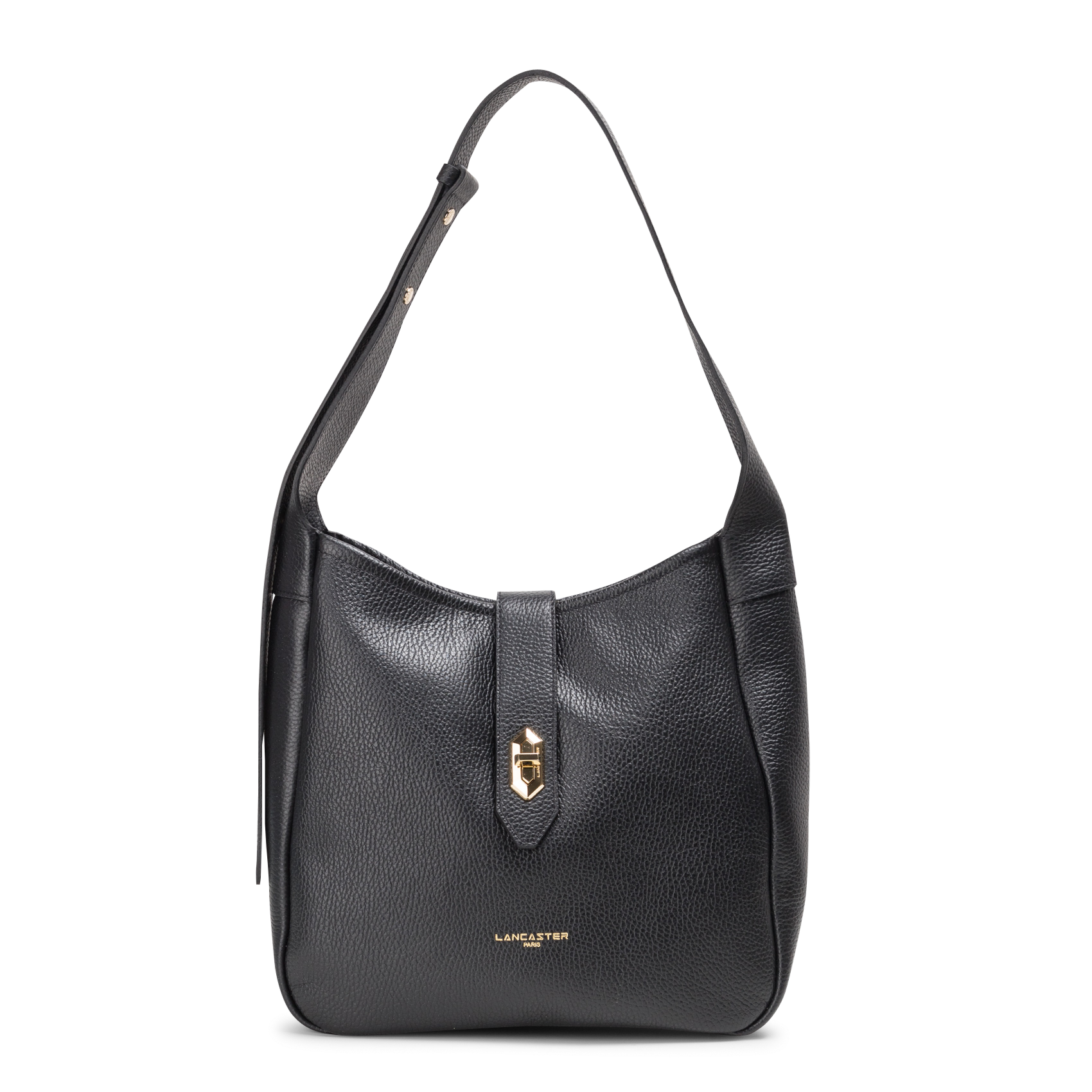 TOP DOUBLE - Sac seau en cuir grainé| Noir