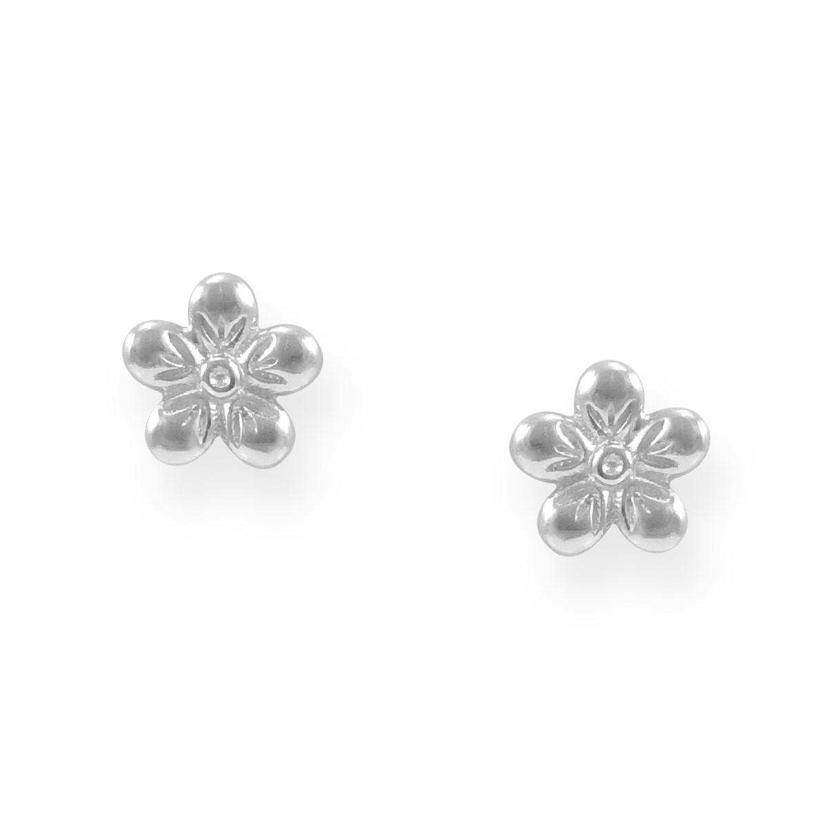 Boucles d'oreilles fleur en argent 925 rhodié