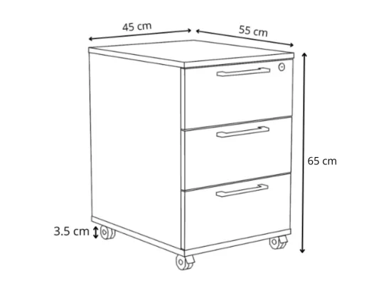 Conteneur de bureau mobile avec tiroirs sur roulettes Lancelot