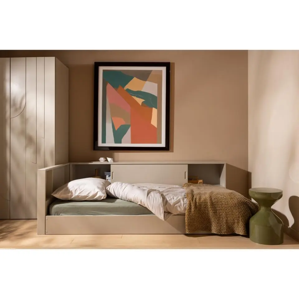 WOOOD Carter Hoekbed Links/Rechts - Grenenhout - Dust/Beige - 90x200