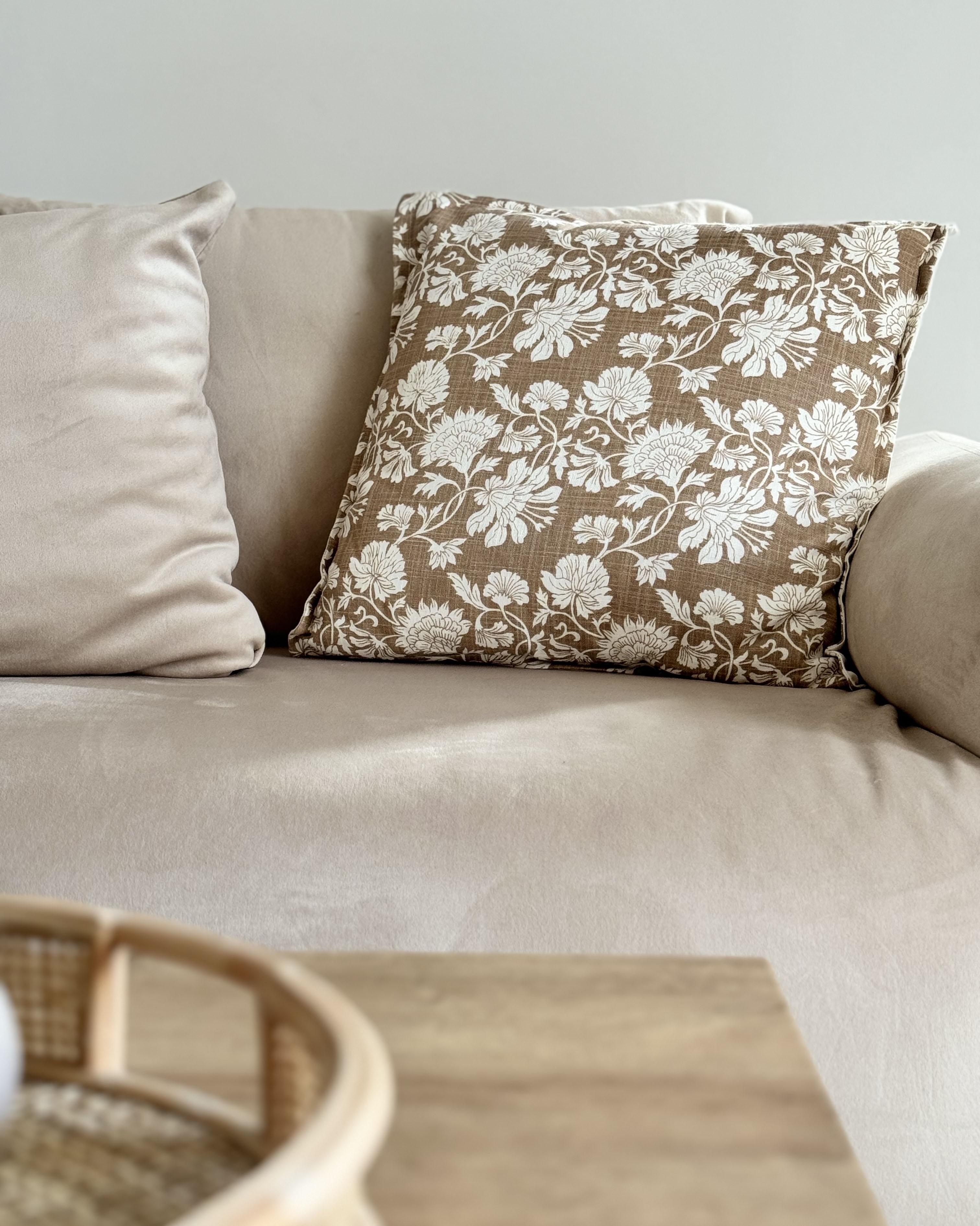 Set van 2 sierkussens NOTELEA Katoen 45 x 45 cm Beige bloempatroon