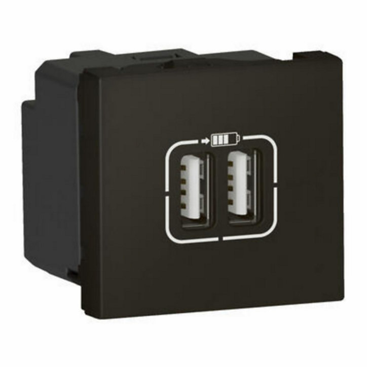 Mécanisme double prise USB Legrand Mosaïc noir