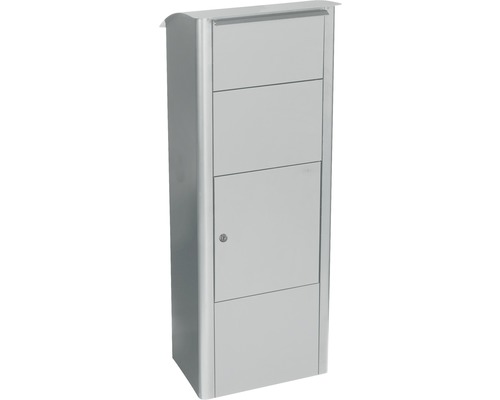 MEFA pakketbrievenbus, gepoedercoat staal, BxHxD 409/1021/326 mm, Beuken 457, wit aluminium RAL 9006, toegang aan de voorzijde