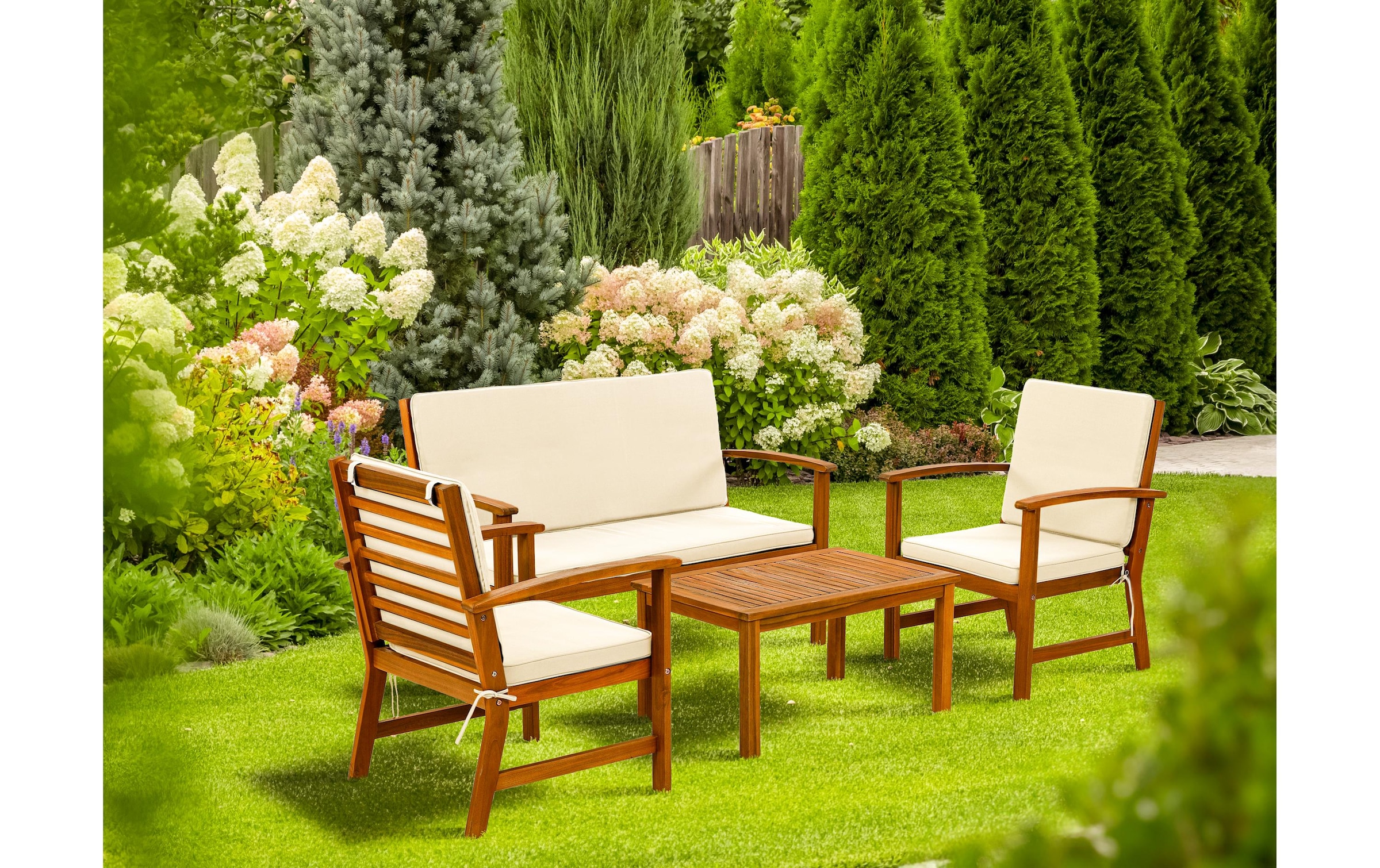 Cocon Loungeset »Lausanne, 4 Sitzplätze« Holzart: Akazie (Vietnam)
