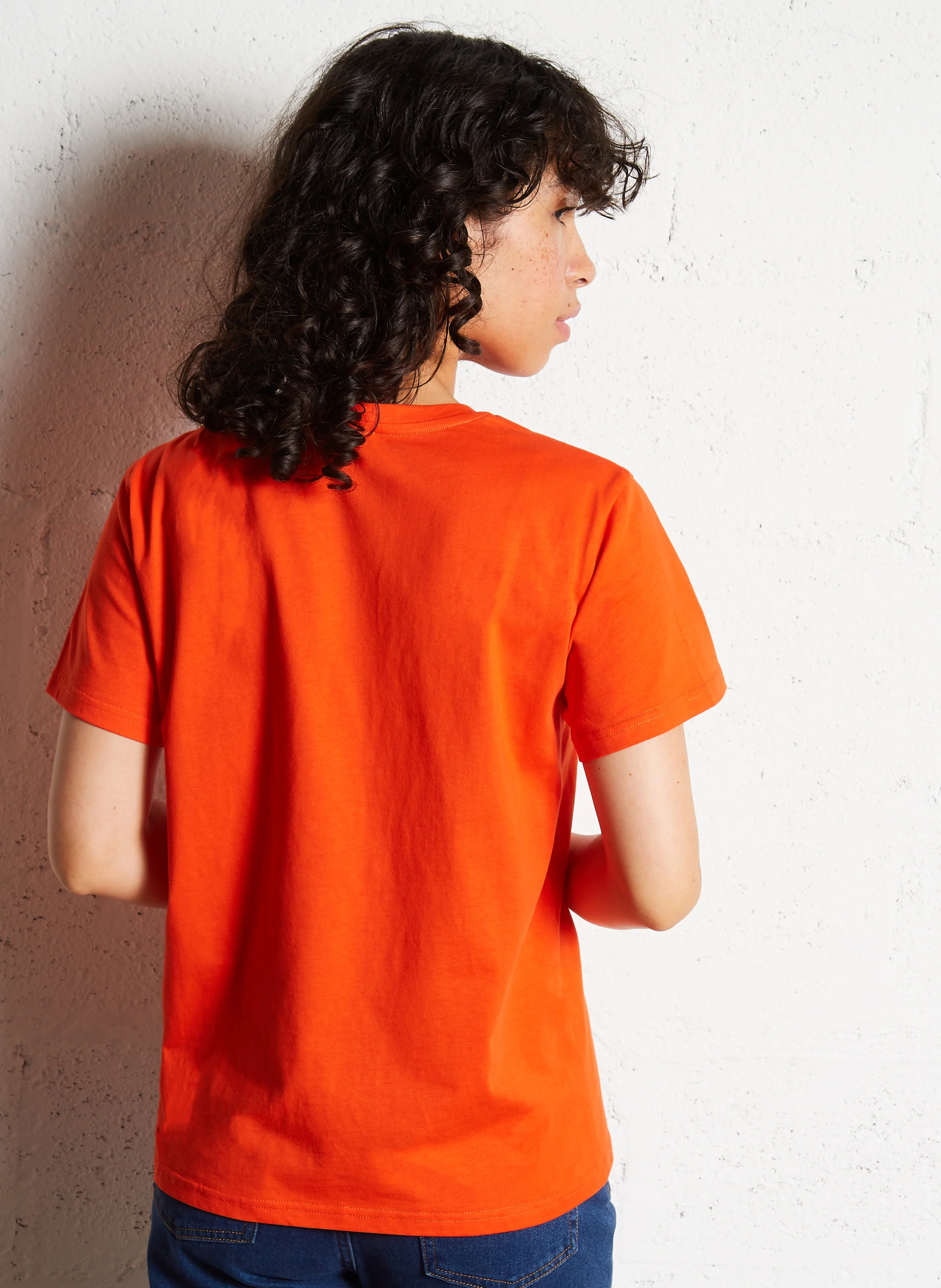 TRACY - Tee-shirt droit col rond en coton | Rouge