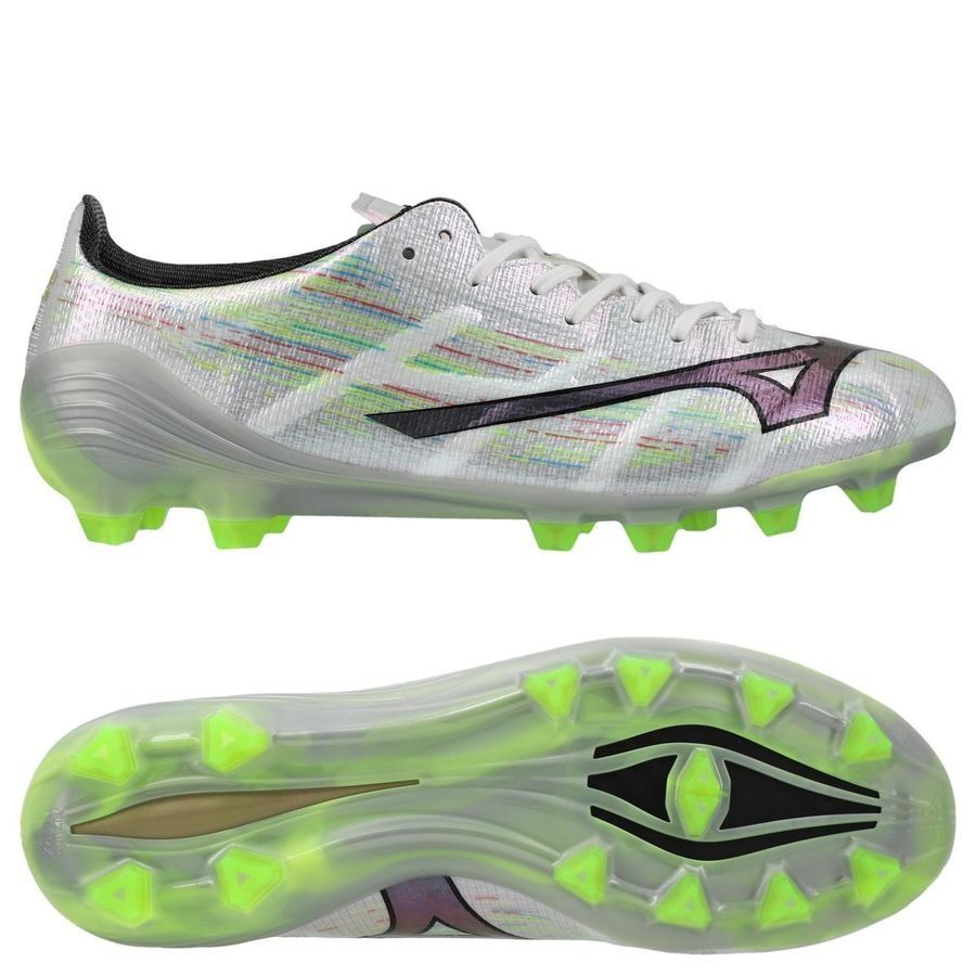 Mizuno Alpha II Made in Japan FG/AG - Blanc/Silver Iridescent/Noir