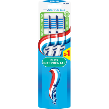 Aquafresh Flex Interdental Medium dagelijkse Tandenborstel 2+1 gratis in 100% plasticvrije verpakking