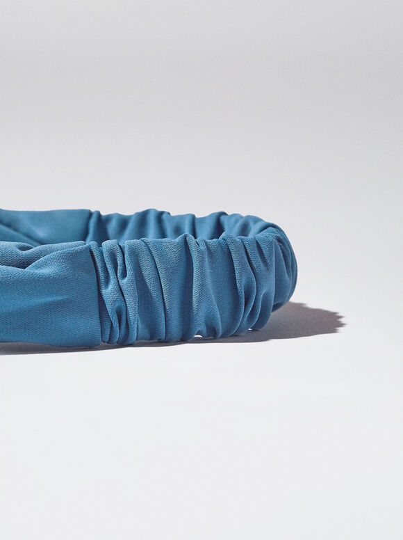 Faixa de cabeça tipo turbante com nó - Azul