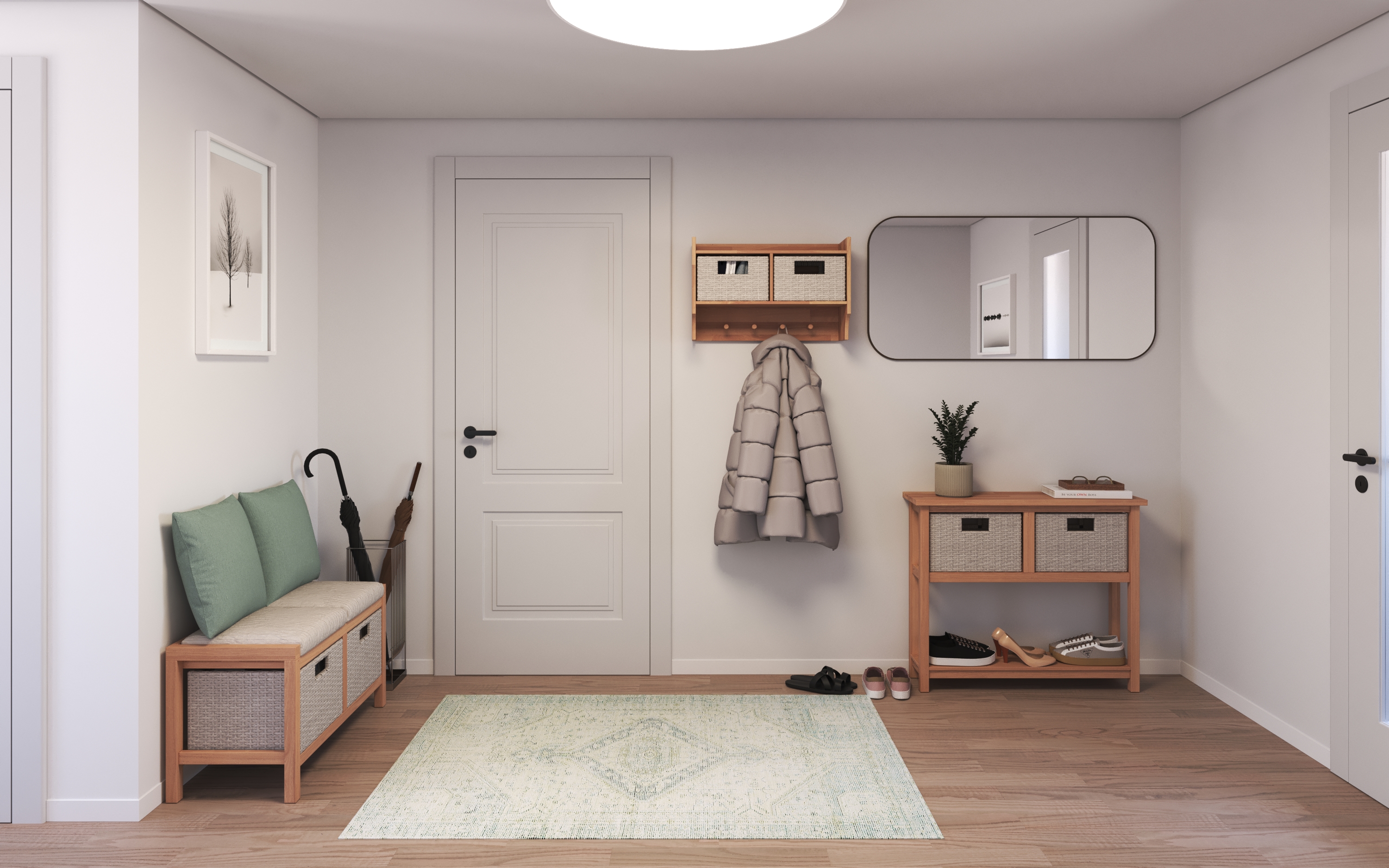 Wandgarderobe Holz CALI mit Schubladen 63 x 40 cm