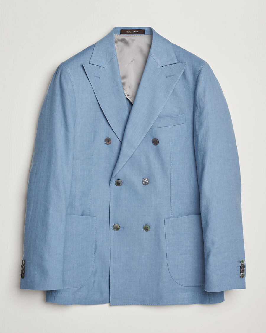 Oscar Jacobson Farris Patch Soft DB Linen Blazer Light Blue