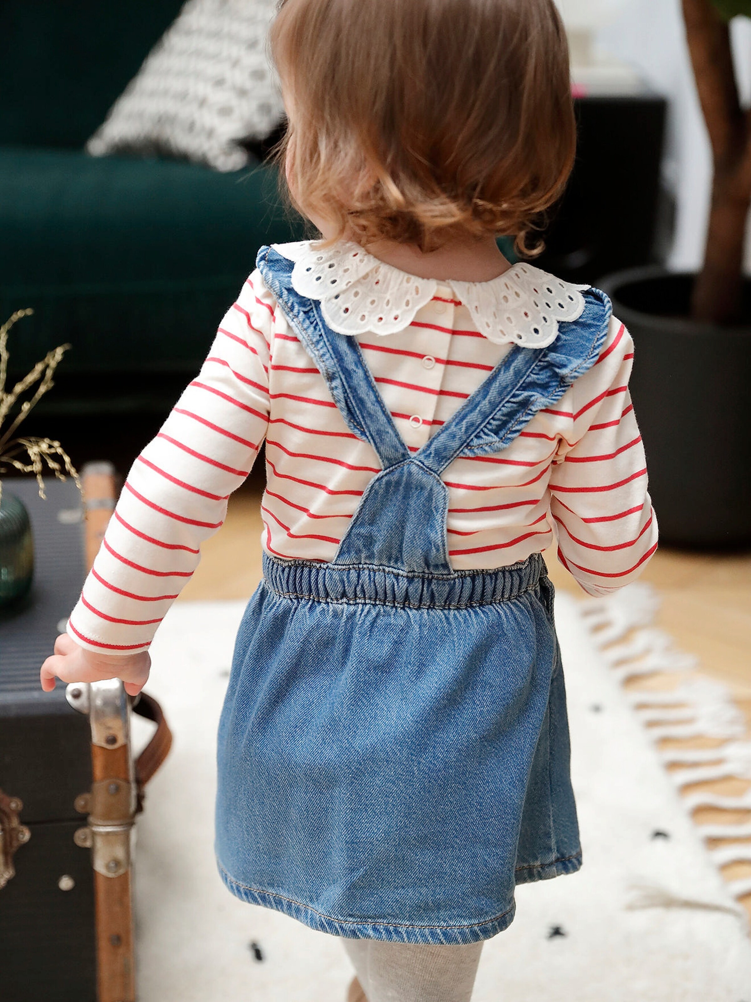 Vertbaudet Baby Jeans-Latzkleid blue stone