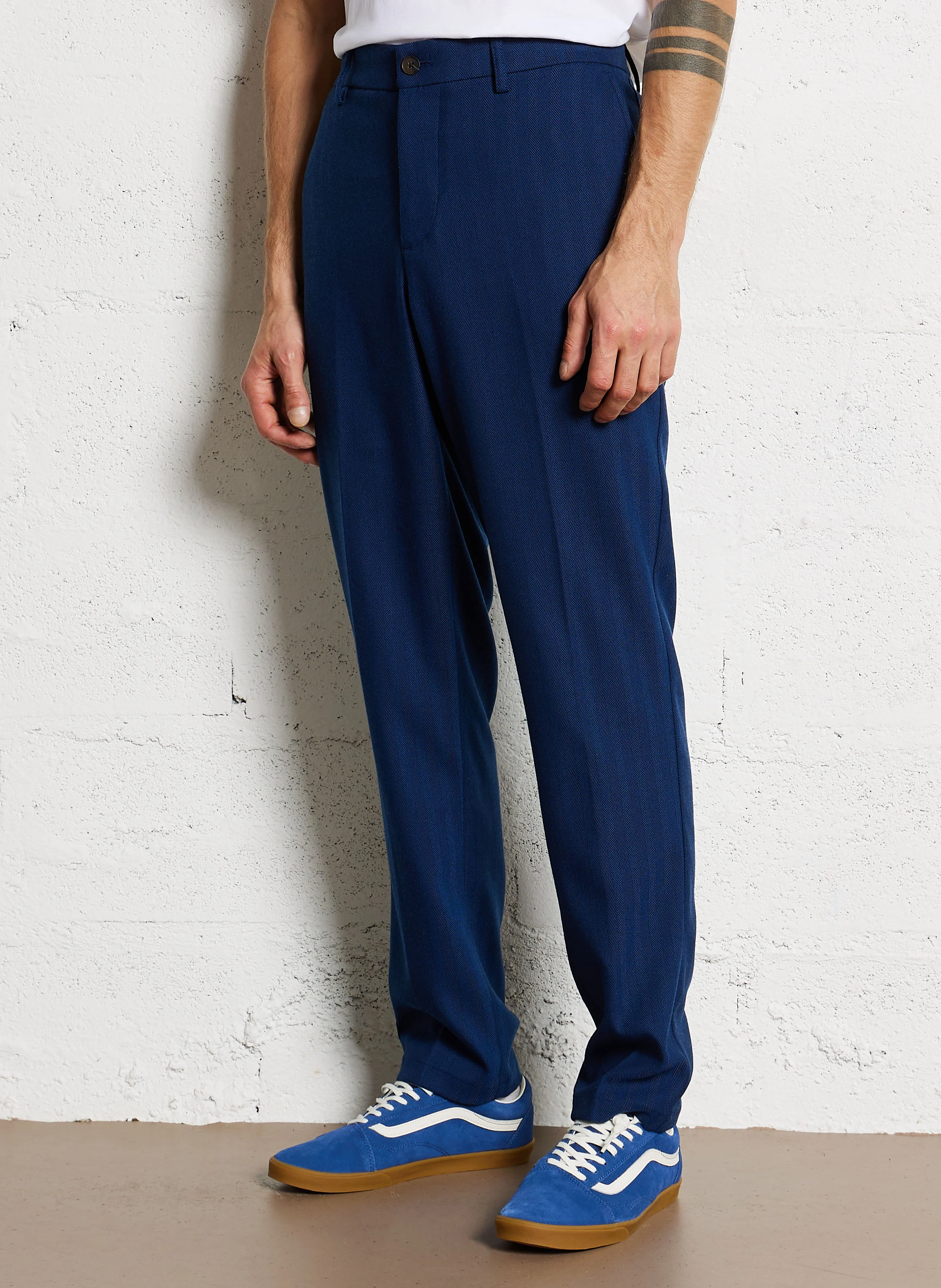 COMO REG - Pantalon de costume à chevrons | Bleu