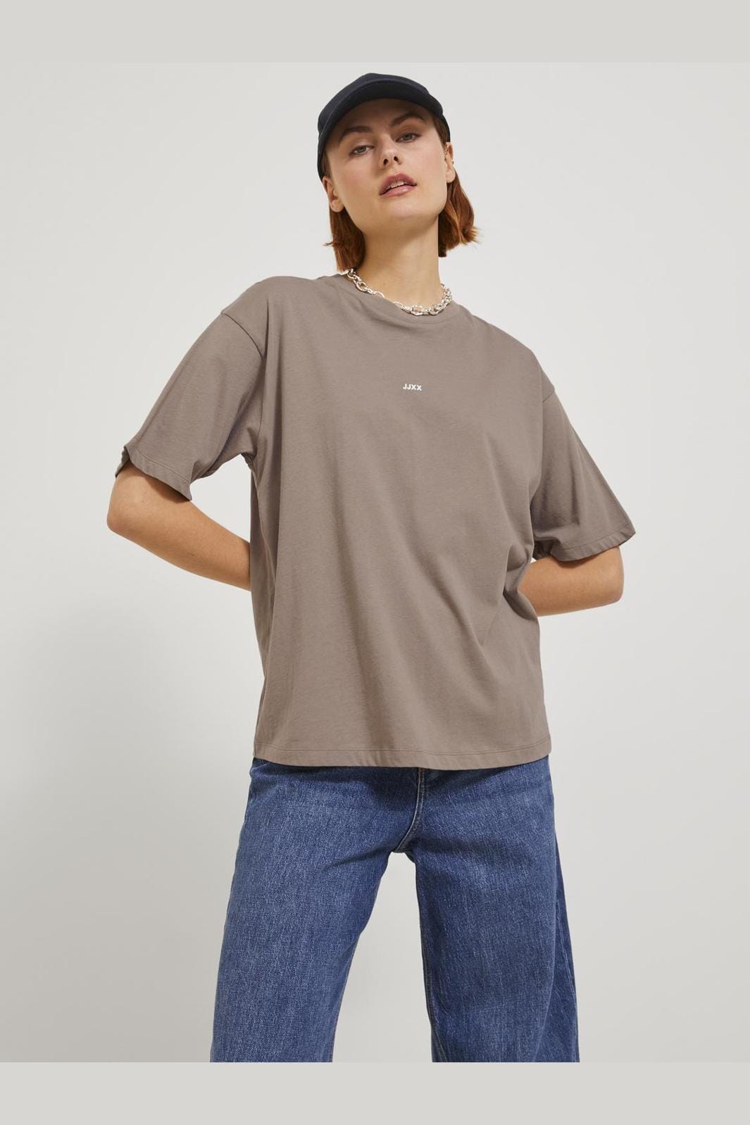 Jjxx Jxandrea Loose Ss Logo Tee 3861159 brindle white logo