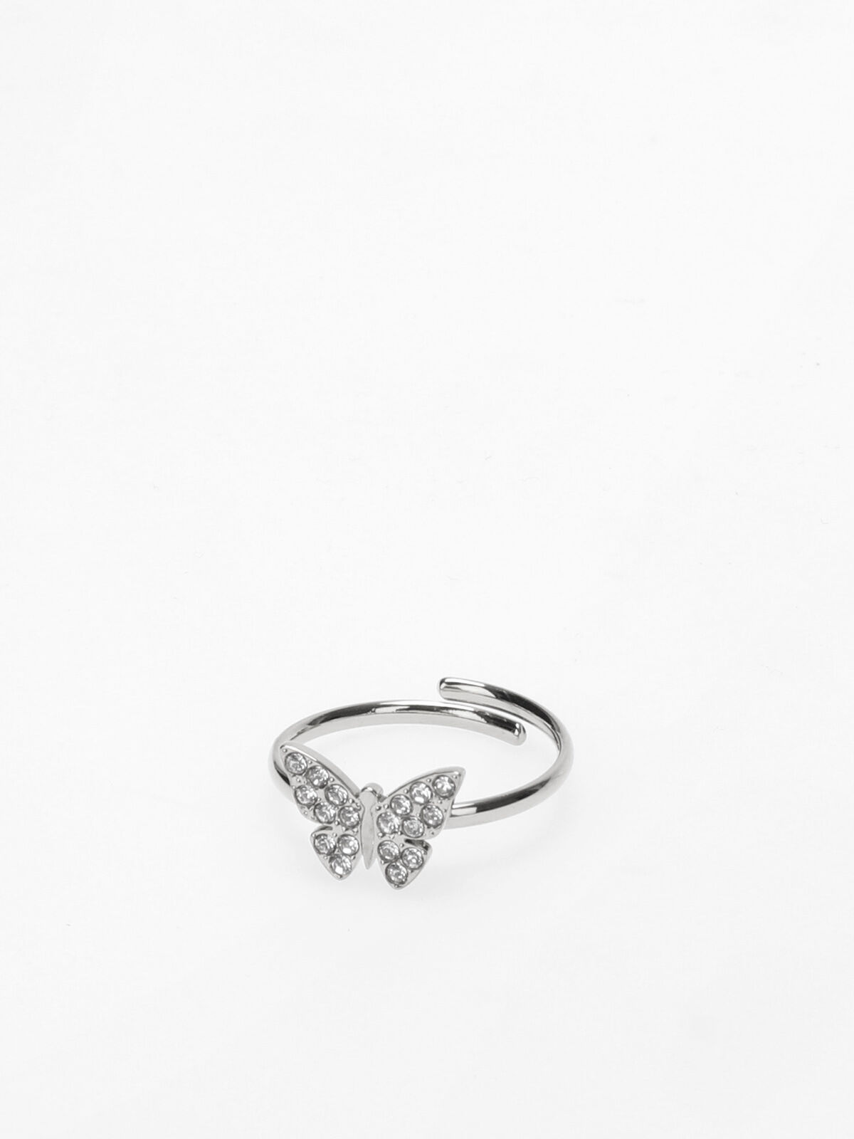 Bague papillon à strass- Argenté