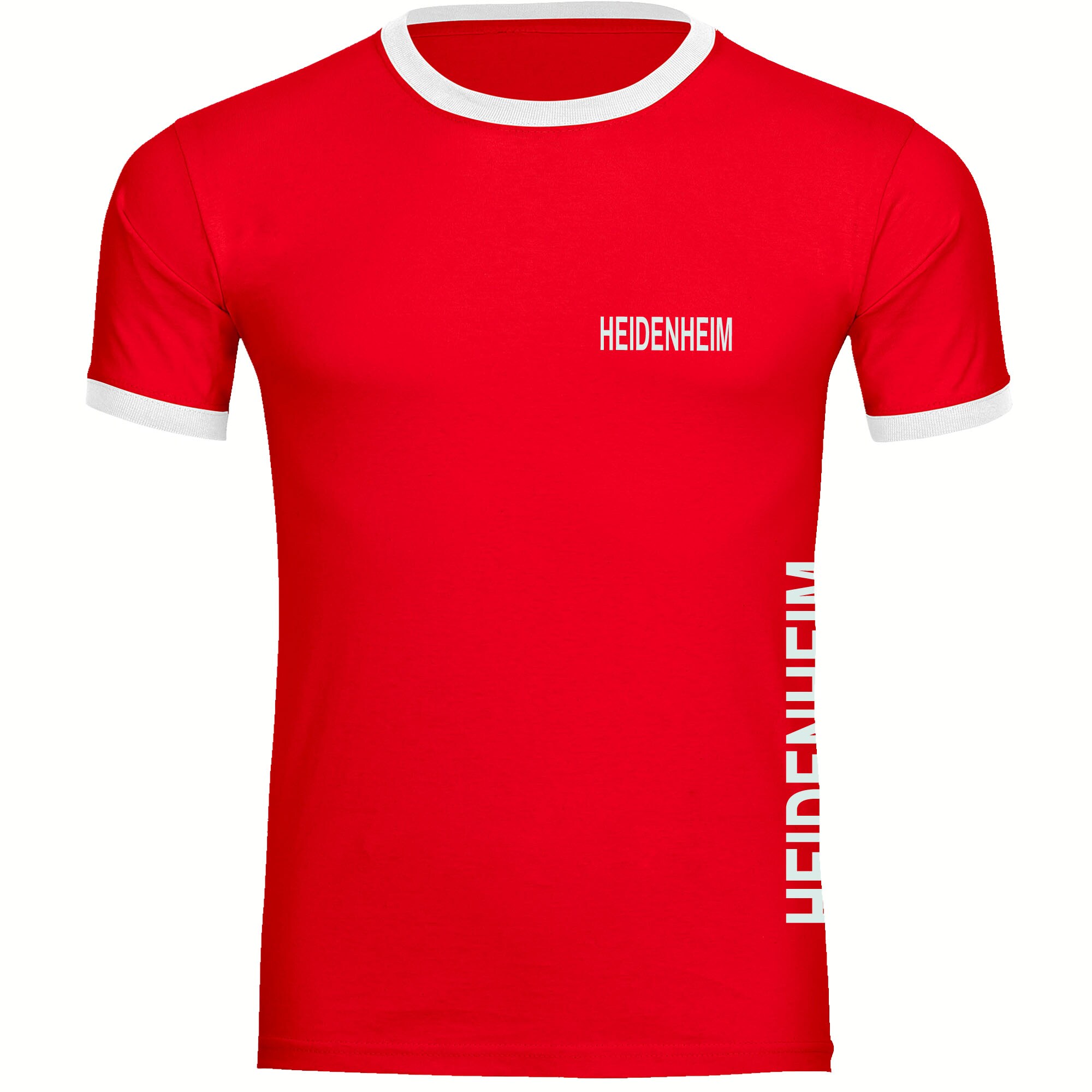 multifanshop® Kontrast T-Shirt - Heidenheim - Brust & Seite - Druck weiß