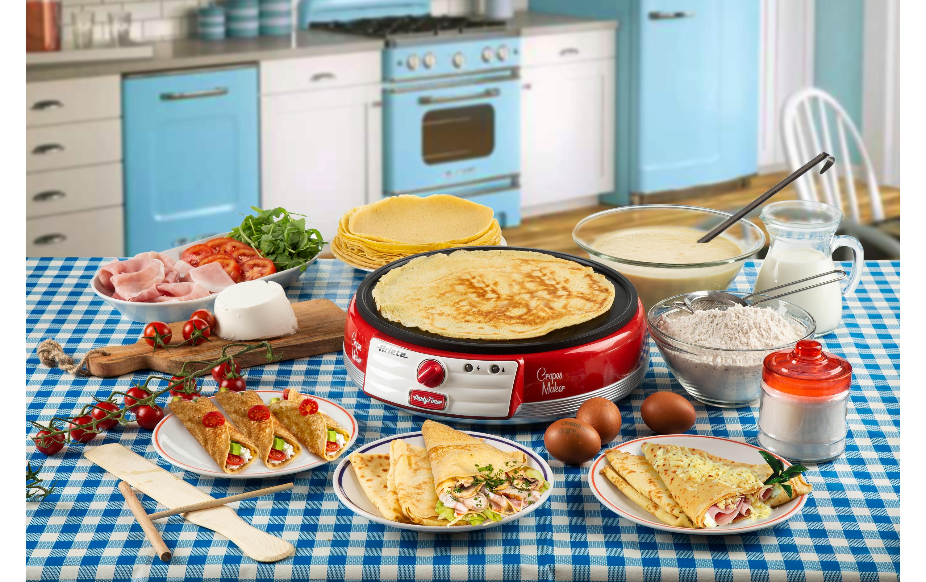 Crêpe Maker Party Time ARI-202-RD 1000 W, RotKüchengerät zur Herstellung von Crêpes