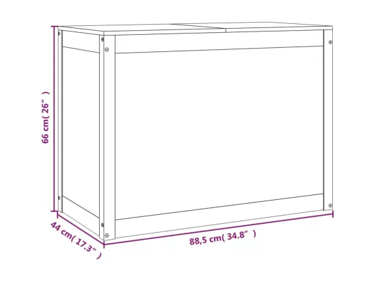 Boîte à linge Noir 88,5x44x66 Bois massif de pin