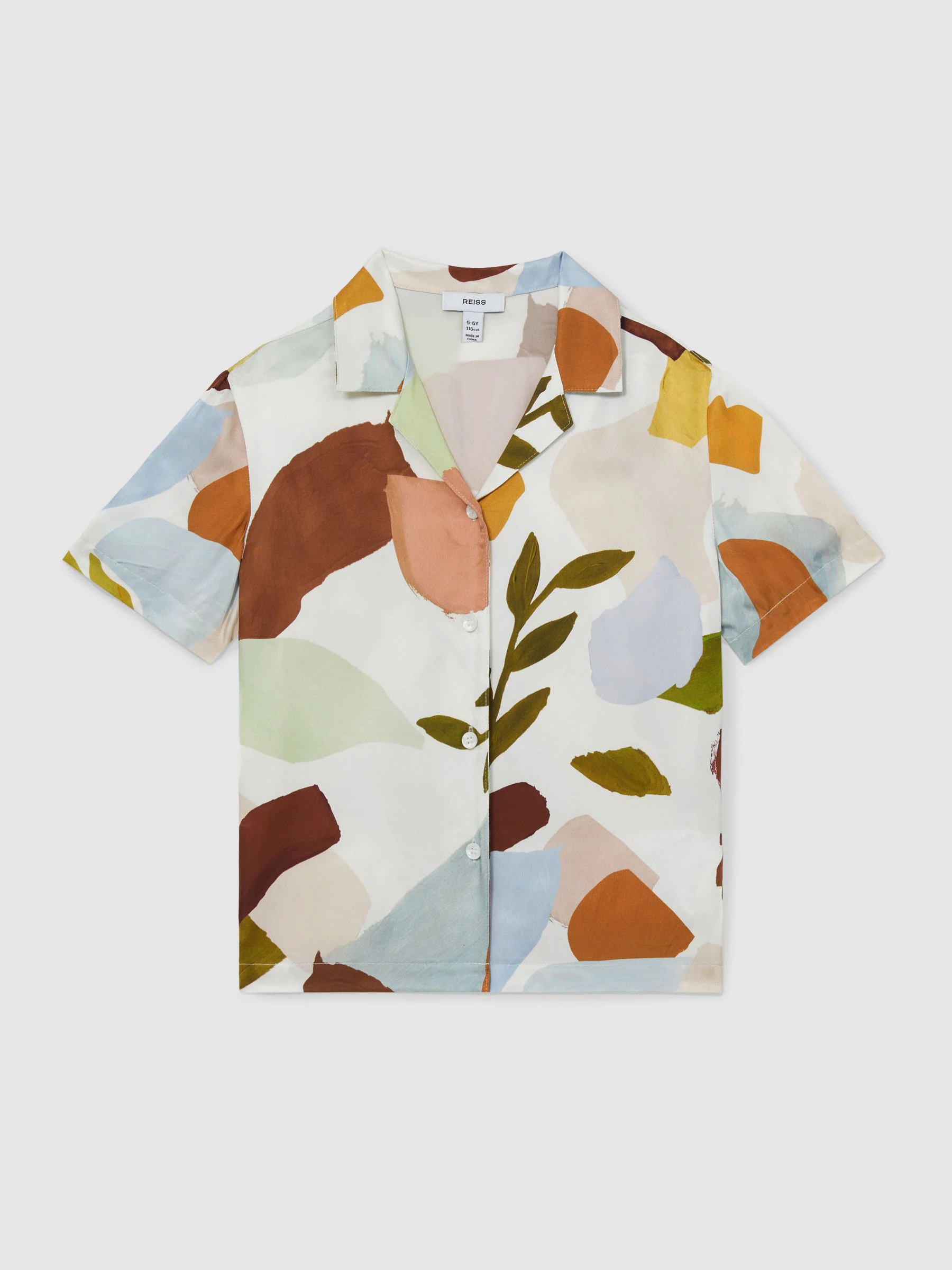 Multi - Reiss Tommi overhemd met Cubaanse kraag en print