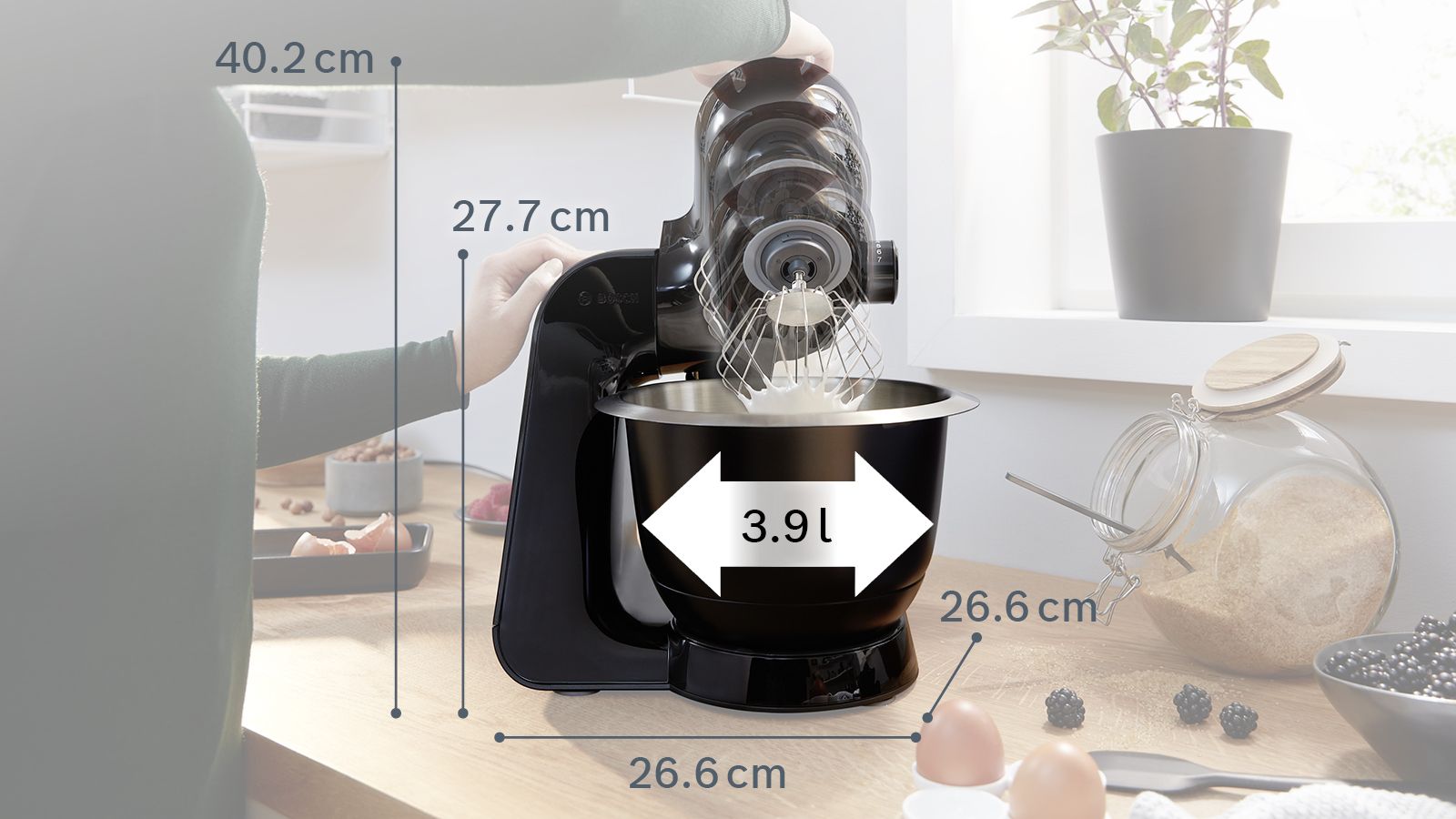 Série 4 Robô de cozinha MUM 5 1000 W Preto, Preto carbono MUM59N26CB