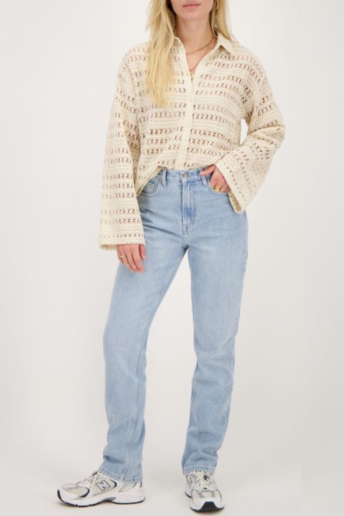 Beige gehaakte blouse met flared mouwen