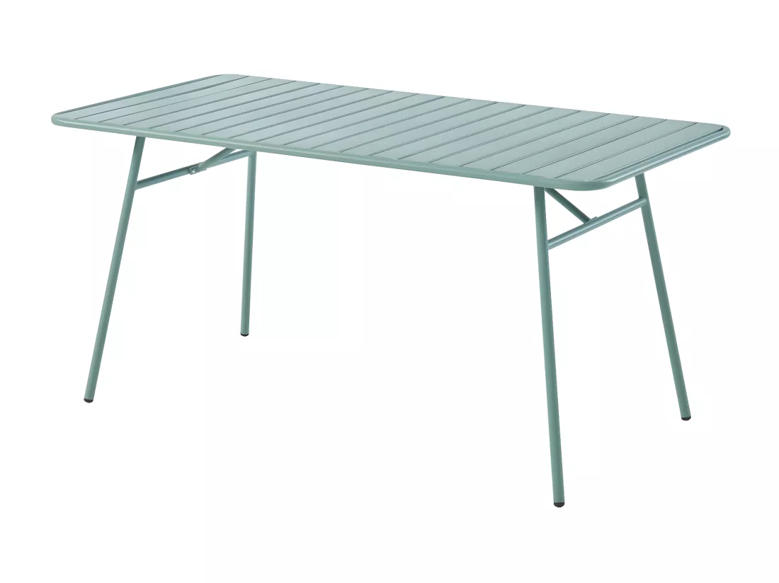 Salle à manger de jardin en métal : une table L.160 cm et 6 chaises - Vert amande - CEDEIRA de MYLIA