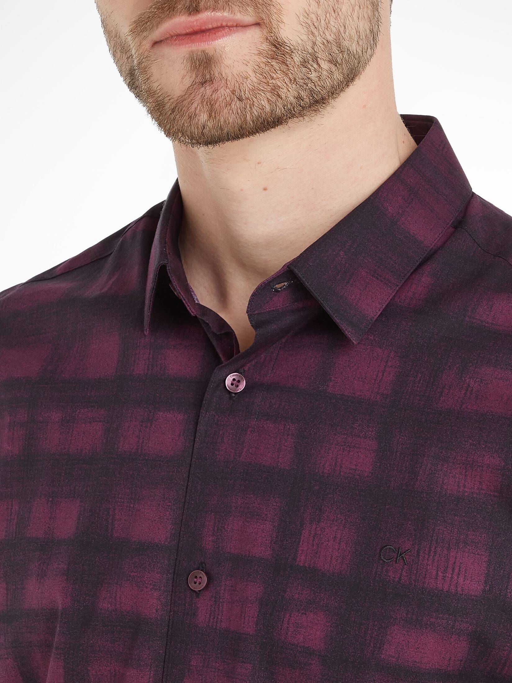 CALVIN KLEIN| Herren Hemd POPLIN STRETCH AOP CHECK
