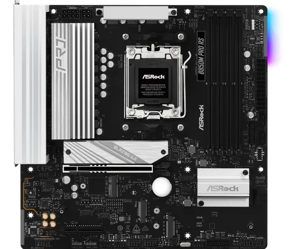 ASRock B850M PRO RS - Bundkort - micro ATX - Socket AM5 - AMD B850 Chipset - USB-C 3.2 Gen2, USB-C 3.2 Gen 1, USB 3.2 Gen 2, USB 3.2 Gen 1 - 2.5 Gigabit LAN - onboard grafik (CPU påkrævet) - HD Audio (8-kanaler)
