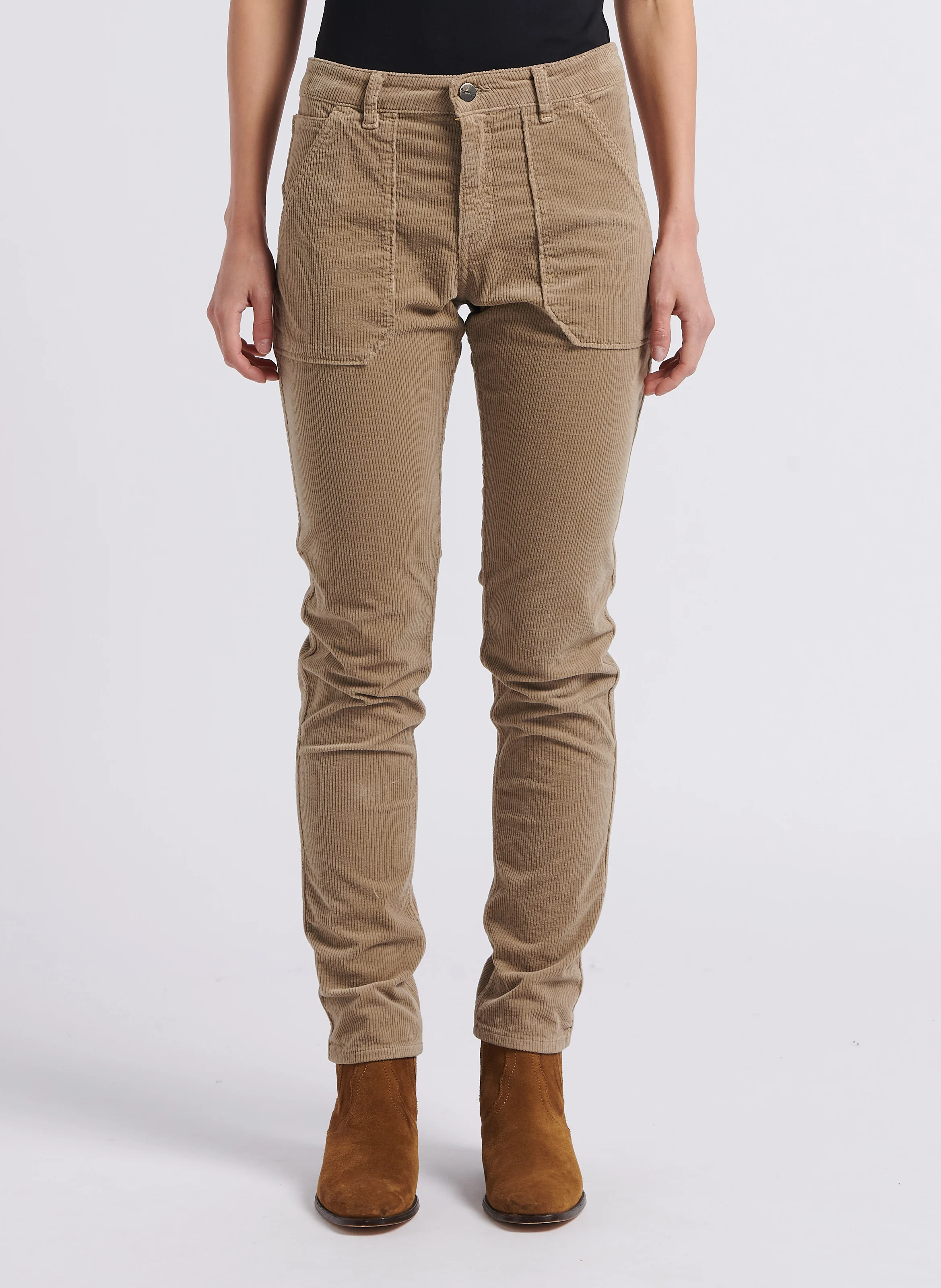 PIERCE - Pantalon slim en velours côtelé | Beige