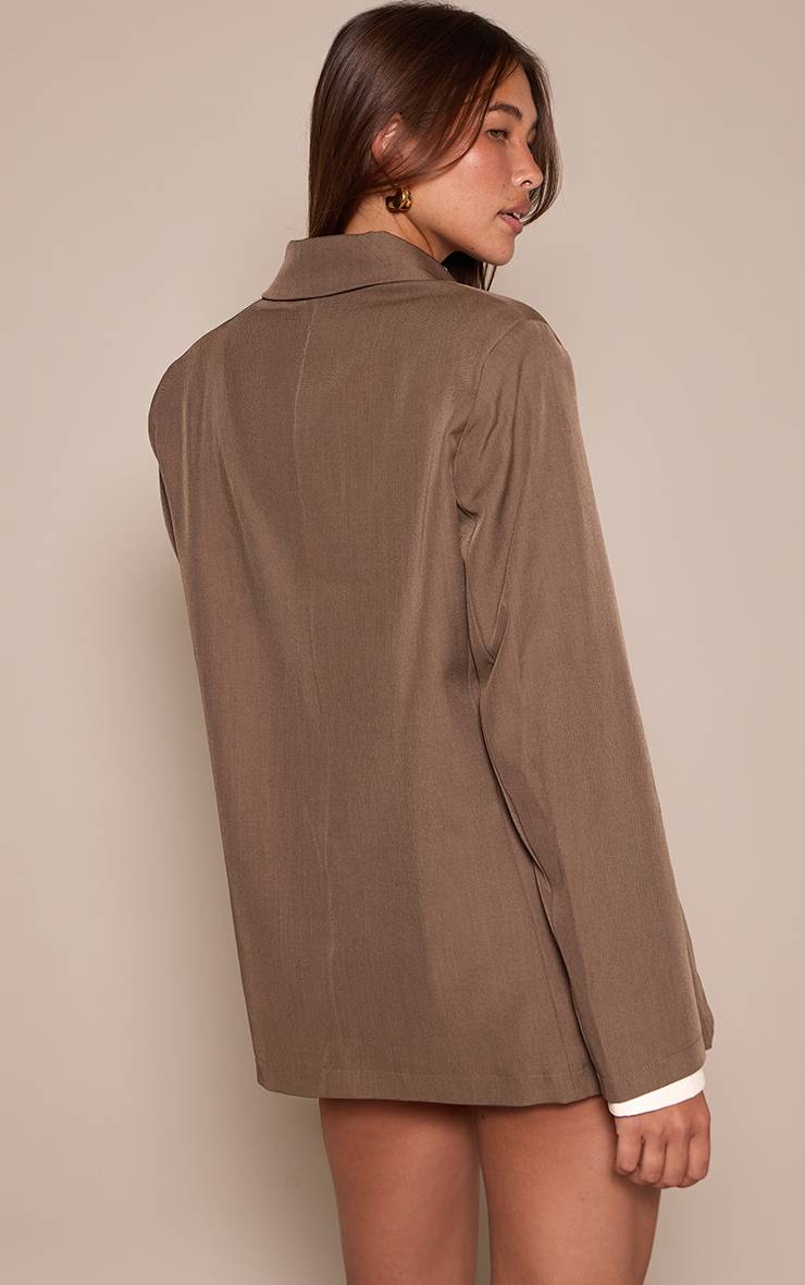 Taupe Blazer Oversize Structuré À Détails De Coutures