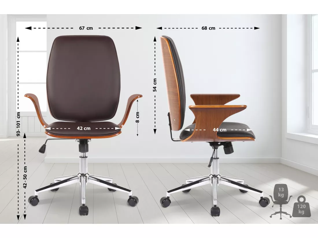 Fauteuil de bureau Burbank - Noyer - Marron93.00