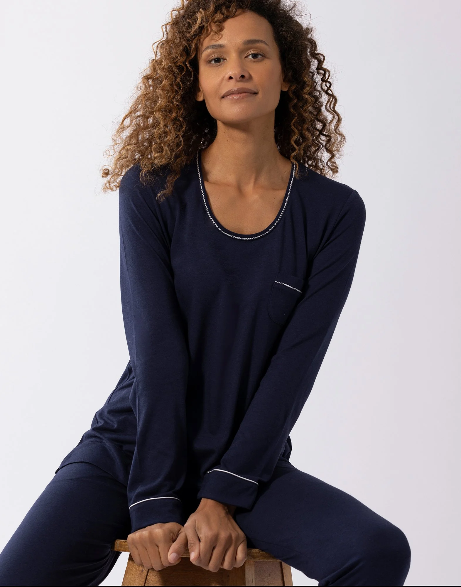 INTEMP A02 - Pyjama en coton modal | Bleu