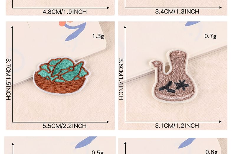 Embroidery Kingdom - Drankjes / Dessert / Cartoon geborduurde applicatie patch (verschillende ontwerpen)