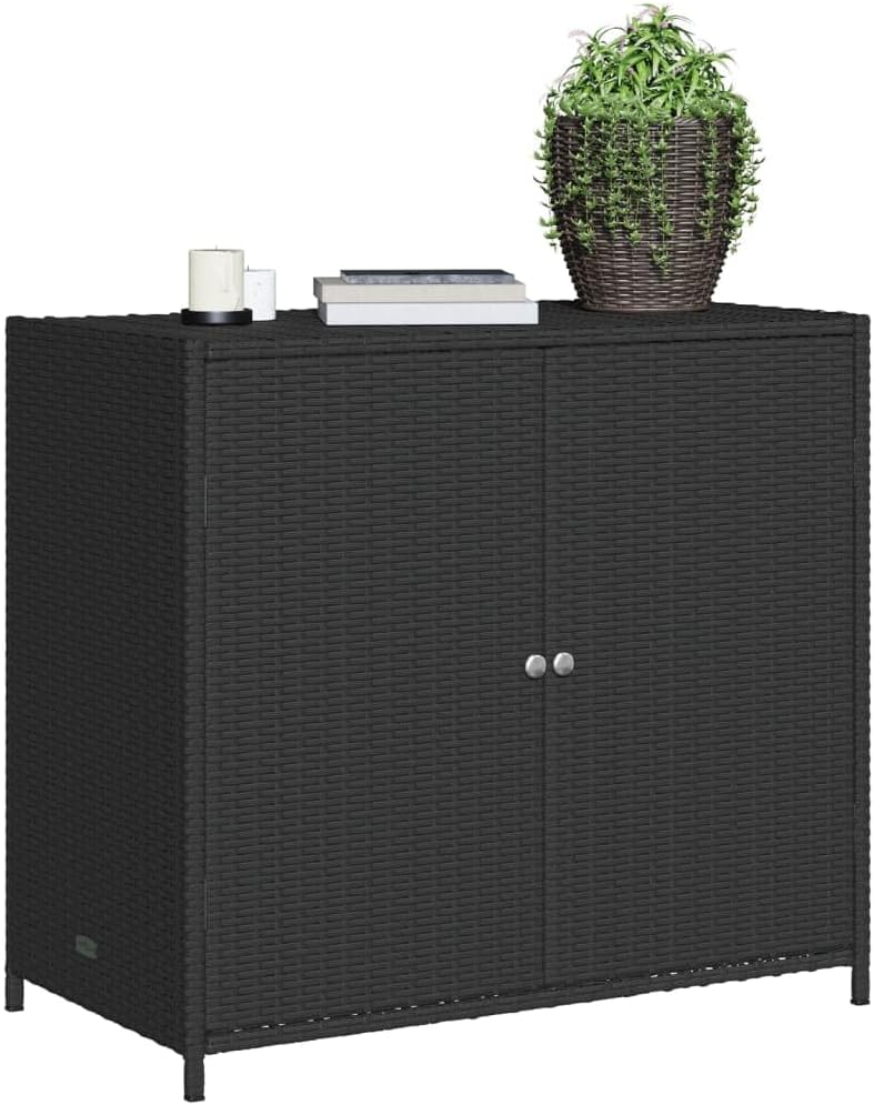 Kangmusi Gartenschrank Schwarz 83x45x76 cm Poly Rattan, kangmusi365543
