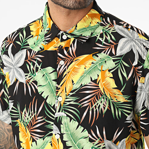 Chemise Manches Courtes Noir Floral
