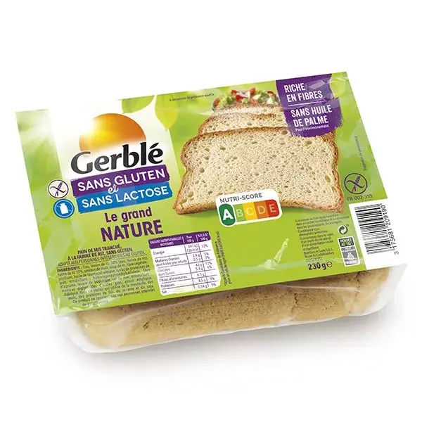 Pão Gerblé Le Grand Nature sem glúten e lactose 230g