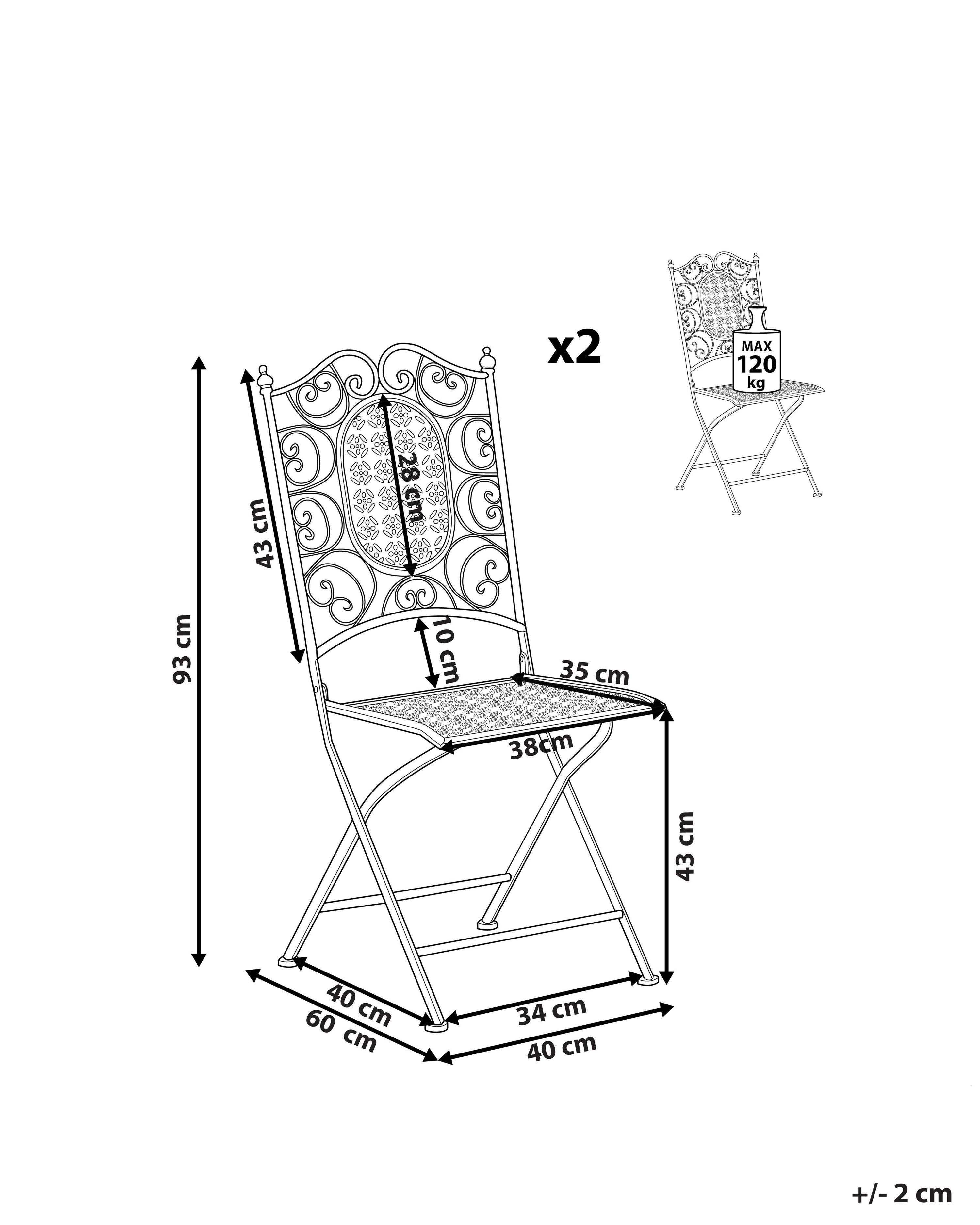 Set van 2 tuinstoelen BORMIO inklapbaar Metaal Zwart