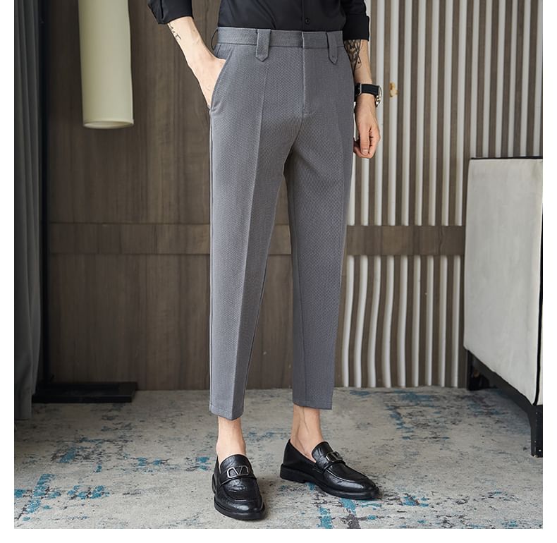 Bay Go Mall - Mid Rise Plain Cropped Straight Leg Dress Pants