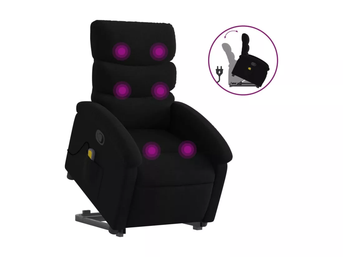 Fauteuil de massage inclinable Noir Tissu