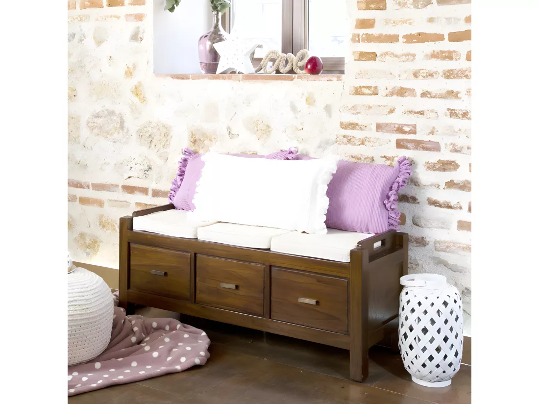 Banc en bois massif marron 115x47