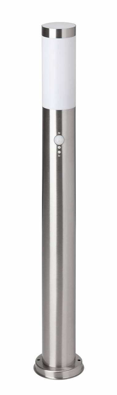 BRILLIANT Lampe Chorus Außenstandleuchte Bewegungsmelder edelstahl | 1x A60, E27, 20W, geeignet für Normallampen (nicht enthalten) | IP-Schutzart: 44 - spritzwassergeschützt