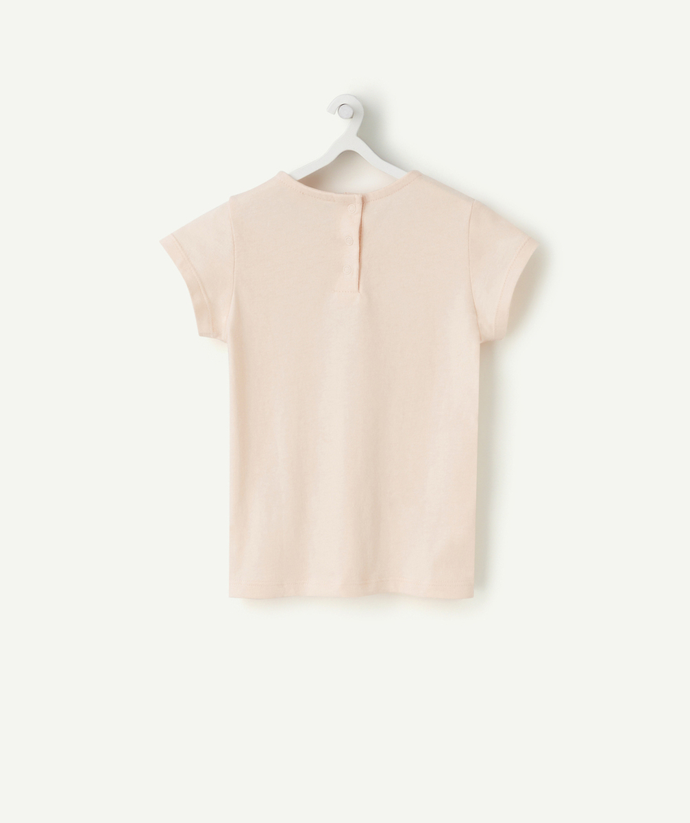 T-SHIRT BÉBÉ FILLE EN COTON BIO ROSE PÂLE AVEC COEUR
